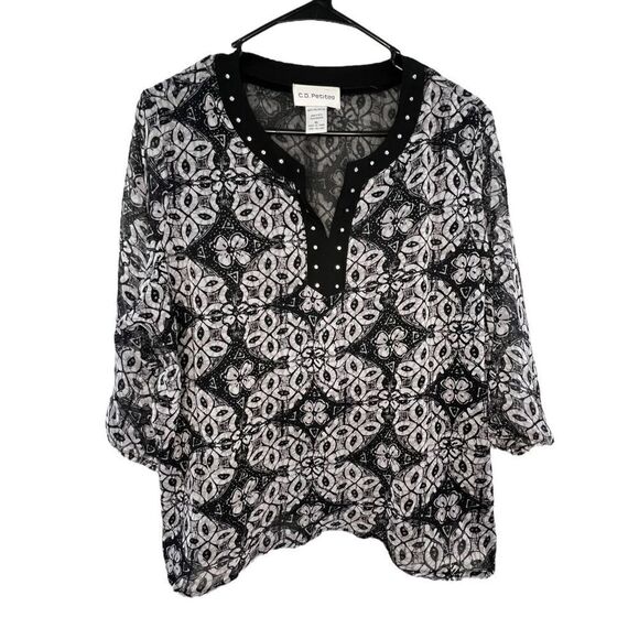 C.D. Petites Floral Patterned Lightweight Blouse With Sequin Detail - Picture 1 of 5
